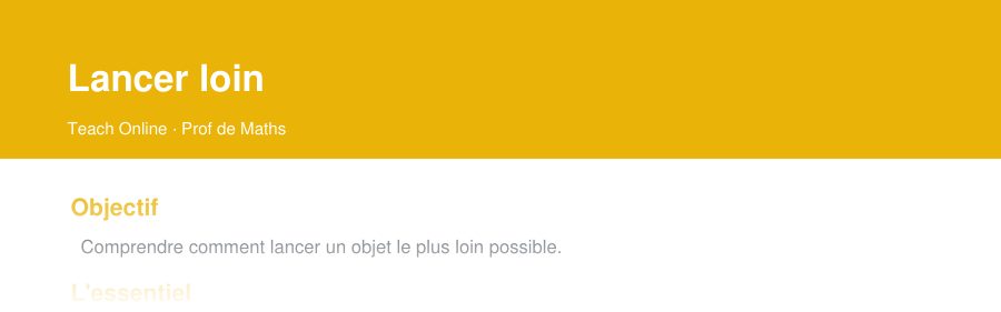 Aperçu : haut de la première page — Lancer loin
