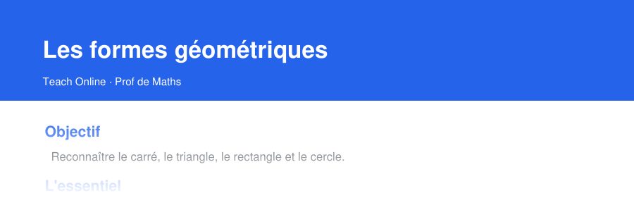 Aperçu : haut de la première page — Les formes géométriques