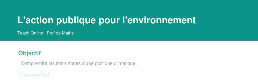 Aperçu : haut de la première page — L'action publique pour l'environnement