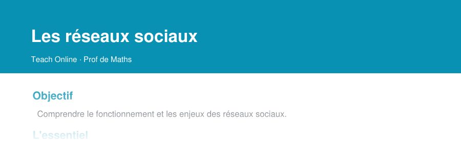 Aperçu : haut de la première page — Les réseaux sociaux