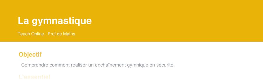 Aperçu : haut de la première page — La gymnastique