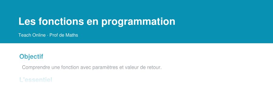 Aperçu : haut de la première page — Les fonctions en programmation
