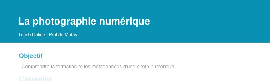 Aperçu : haut de la première page — La photographie numérique