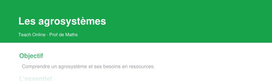 Aperçu : haut de la première page — Les agrosystèmes