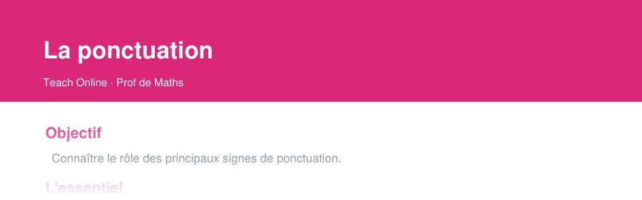 Aperçu : haut de la première page — La ponctuation