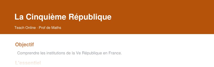Aperçu : haut de la première page — La Cinquième République