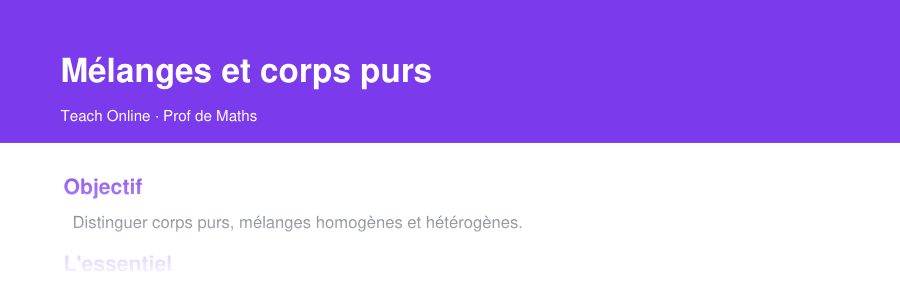 Aperçu : haut de la première page — Mélanges et corps purs