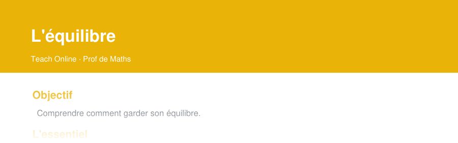 Aperçu : haut de la première page — L'équilibre