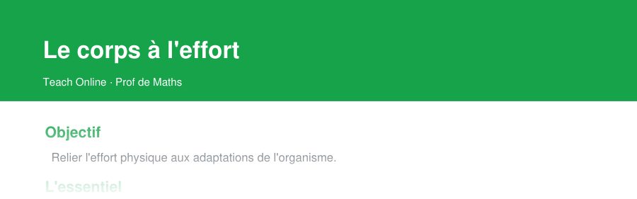 Aperçu : haut de la première page — Le corps à l'effort