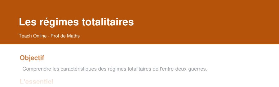 Aperçu : haut de la première page — Les régimes totalitaires