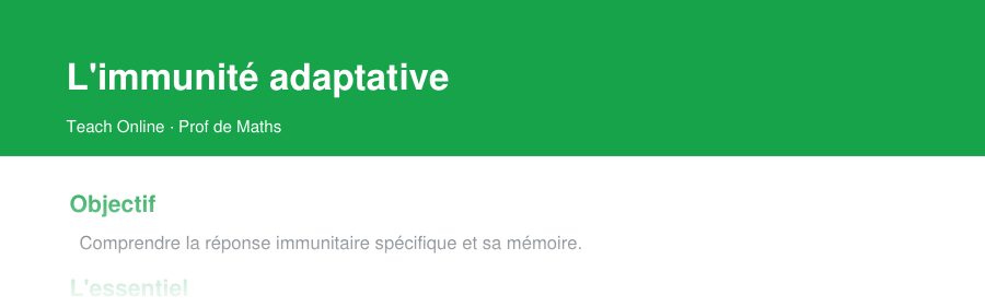Aperçu : haut de la première page — L'immunité adaptative