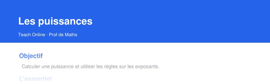 Aperçu : haut de la première page — Les puissances