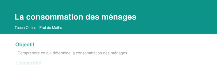 Aperçu : haut de la première page — La consommation des ménages