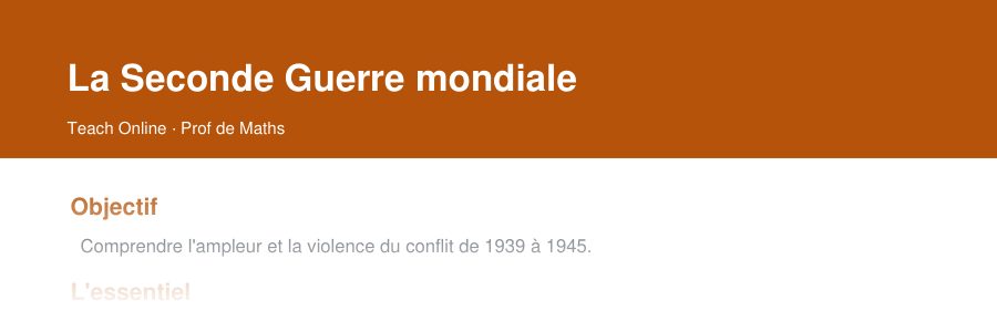 Aperçu : haut de la première page — La Seconde Guerre mondiale
