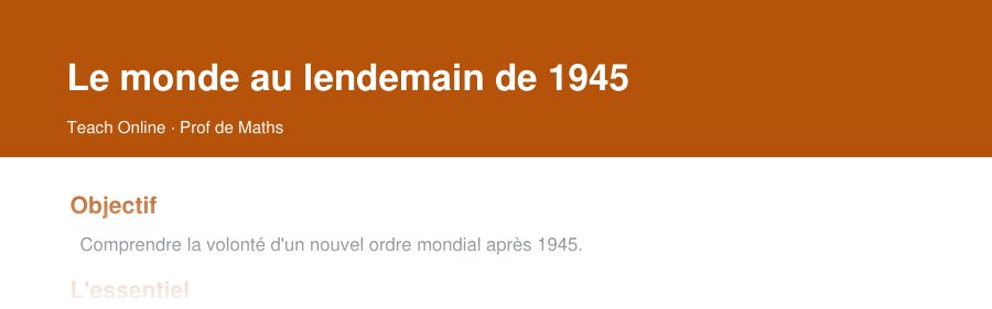 Aperçu : haut de la première page — Le monde au lendemain de 1945