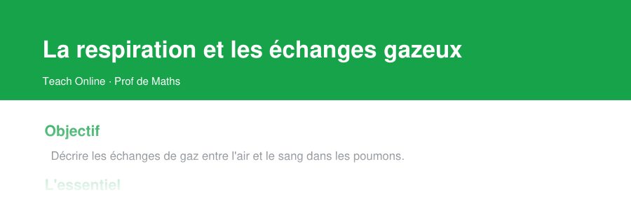 Aperçu : haut de la première page — La respiration et les échanges gazeux