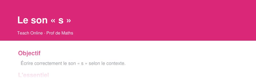 Aperçu : haut de la première page — Le son « s »