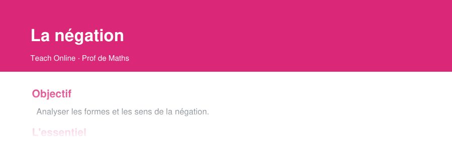 Aperçu : haut de la première page — La négation