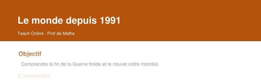 Aperçu : haut de la première page — Le monde depuis 1991