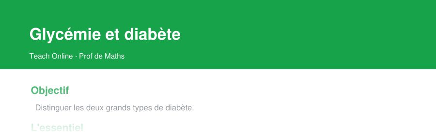 Aperçu : haut de la première page — Glycémie et diabète