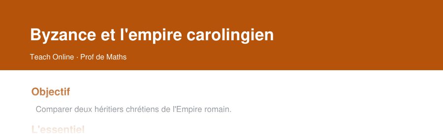 Aperçu : haut de la première page — Byzance et l'empire carolingien