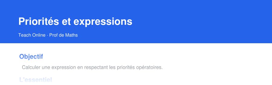 Aperçu : haut de la première page — Priorités et expressions