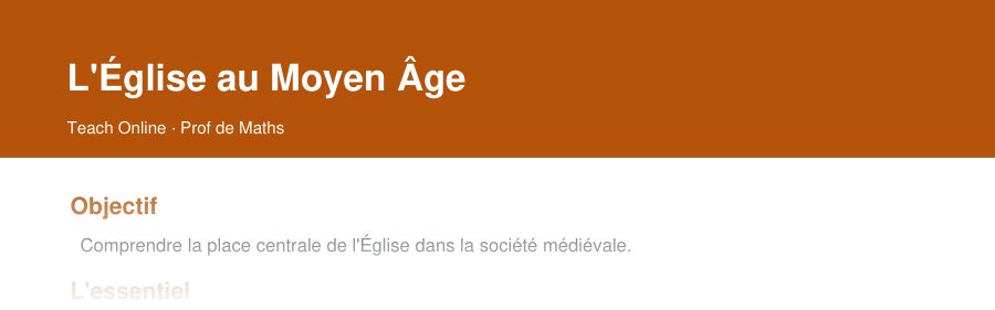 Aperçu : haut de la première page — L'Église au Moyen Âge