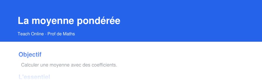Aperçu : haut de la première page — La moyenne pondérée