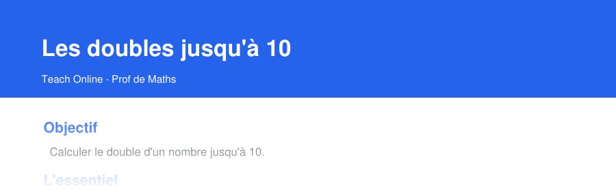 Aperçu : haut de la première page — Les doubles jusqu'à 10