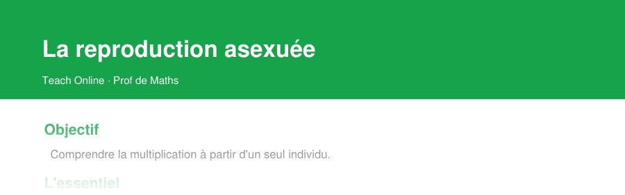 Aperçu : haut de la première page — La reproduction asexuée