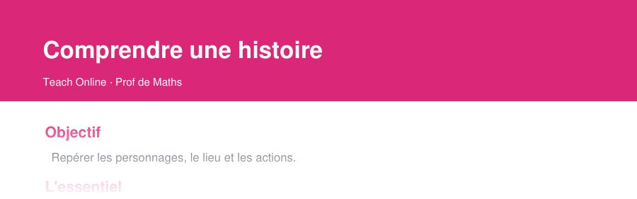 Aperçu : haut de la première page — Comprendre une histoire