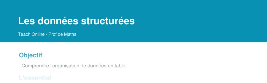 Aperçu : haut de la première page — Les données structurées