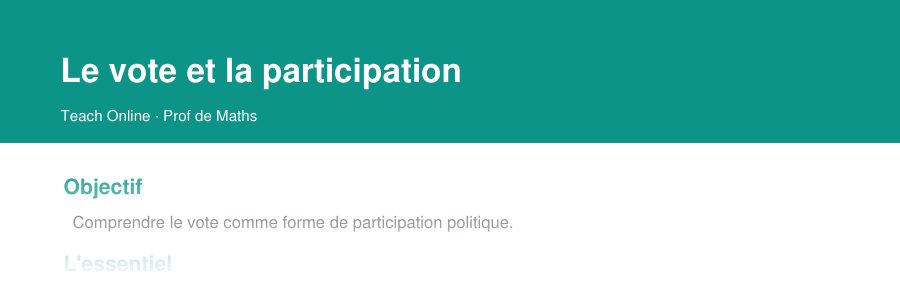 Aperçu : haut de la première page — Le vote et la participation