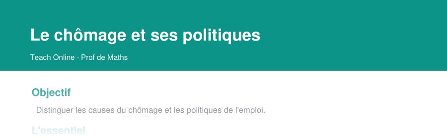 Aperçu : haut de la première page — Le chômage et ses politiques