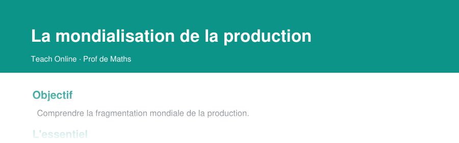 Aperçu : haut de la première page — La mondialisation de la production