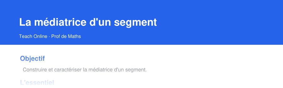 Aperçu : haut de la première page — La médiatrice d'un segment
