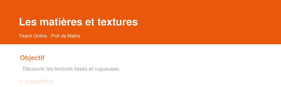 Aperçu : haut de la première page — Les matières et textures