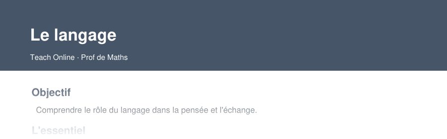 Aperçu : haut de la première page — Le langage