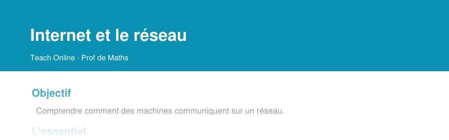 Aperçu : haut de la première page — Internet et le réseau