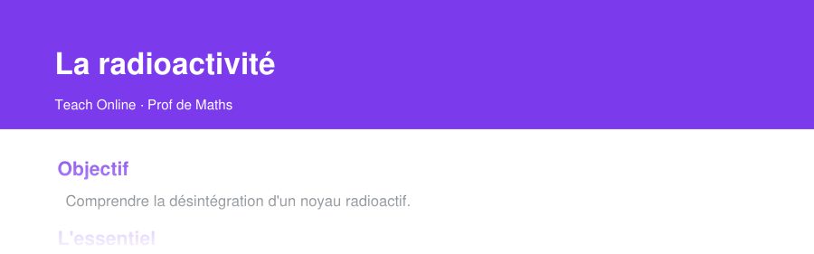 Aperçu : haut de la première page — La radioactivité