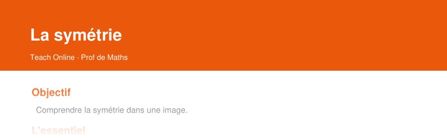 Aperçu : haut de la première page — La symétrie