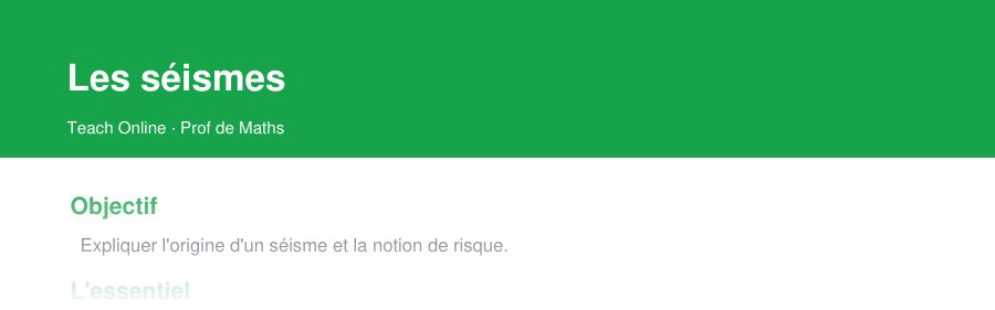 Aperçu : haut de la première page — Les séismes