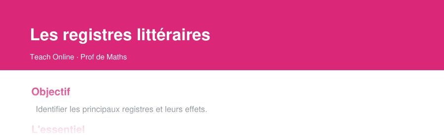 Aperçu : haut de la première page — Les registres littéraires