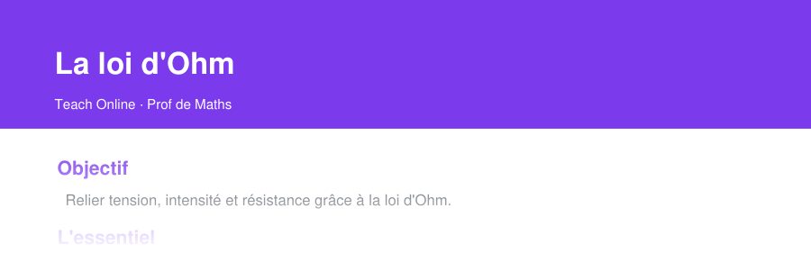 Aperçu : haut de la première page — La loi d'Ohm