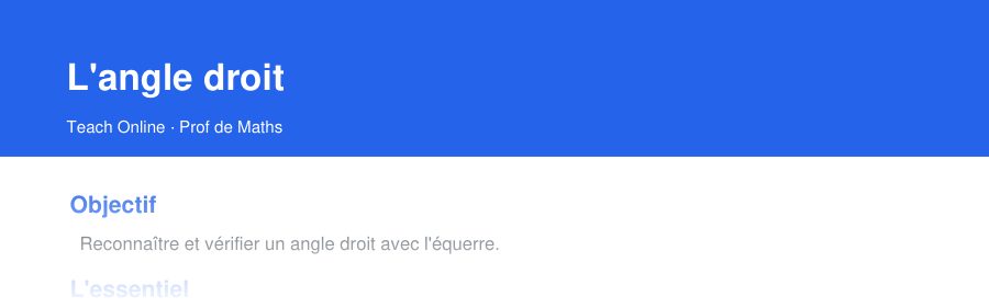 Aperçu : haut de la première page — L'angle droit