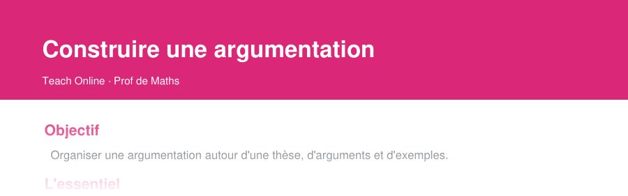 Aperçu : haut de la première page — Construire une argumentation