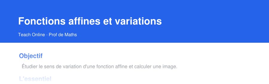 Aperçu : haut de la première page — Fonctions affines et variations