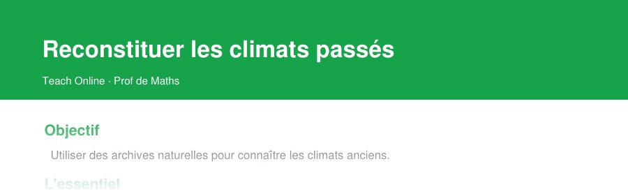 Aperçu : haut de la première page — Reconstituer les climats passés