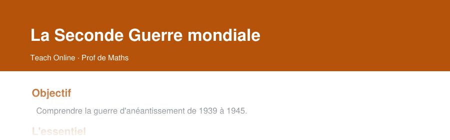 Aperçu : haut de la première page — La Seconde Guerre mondiale