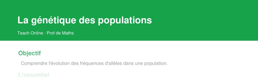 Aperçu : haut de la première page — La génétique des populations